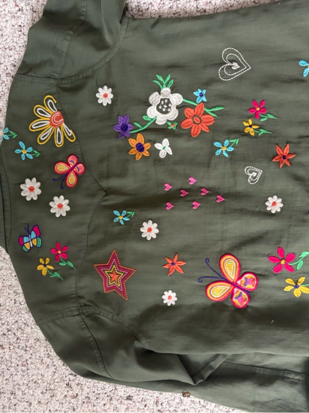 Billy T Embroidered Olive Green Button-Up Shirt - Picture 2 of 4